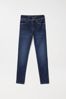 Medium Rise Push In Skinny - Blue