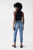 True Slim Ripped Crop Jean - Blue