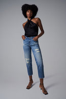 True Slim Ripped Crop Jean - Blue