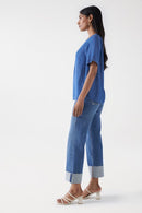 Knot Detail Denim Blouse - Blue