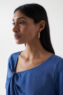 Knot Detail Denim Blouse - Blue