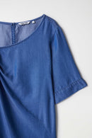 Knot Detail Denim Blouse - Blue
