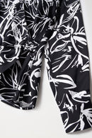 Floral Print Wrap Blouse - Black