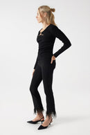 Ribbed Round Neck Jumper - Black