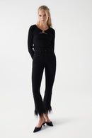 Ribbed Round Neck Jumper - Black