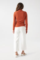 Metallic Appliques High Neck Jumper - Orange