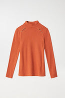 Metallic Appliques High Neck Jumper - Orange