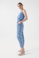Baggy Denim Crop Trouser - Blue