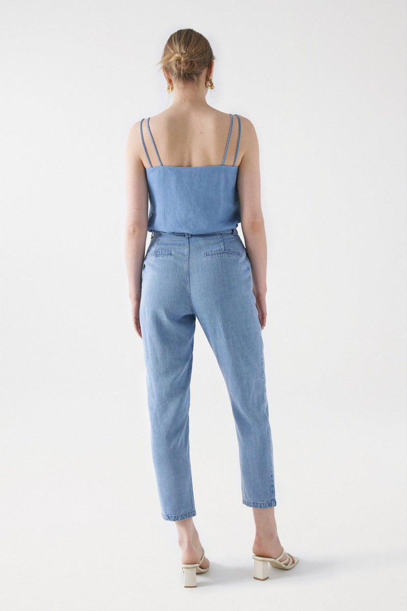 Baggy Denim Crop Trouser - Blue