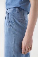 Baggy Denim Crop Trouser - Blue