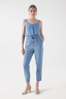 Baggy Denim Crop Trouser - Blue