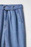 Baggy Denim Crop Trouser - Blue