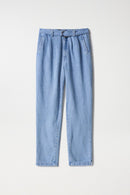 Baggy Denim Crop Trouser - Blue