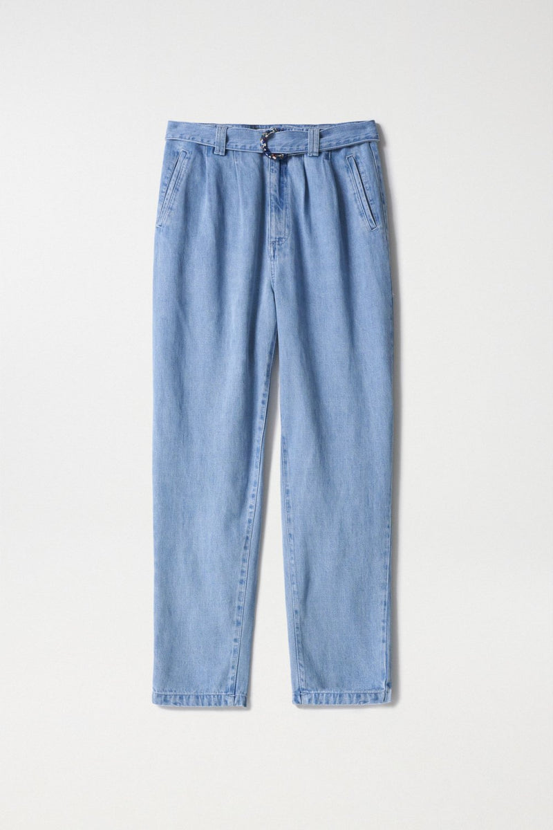Baggy Denim Crop Trouser - Blue
