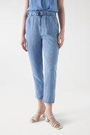 Baggy Denim Crop Trouser - Blue