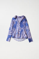 Satin Feel Print Blouse - Light Pink