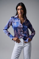 Satin Feel Print Blouse - Light Pink