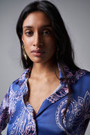 Satin Feel Print Blouse - Light Pink