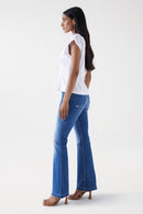 Lace Detail T-Shirt - Pearl