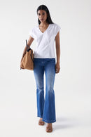 Lace Detail T-Shirt - Pearl