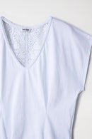 Lace Detail T-Shirt - Pearl