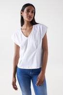 Lace Detail T-Shirt - Pearl