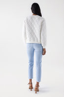 Glitter Applique Texture Sweatshirt - White