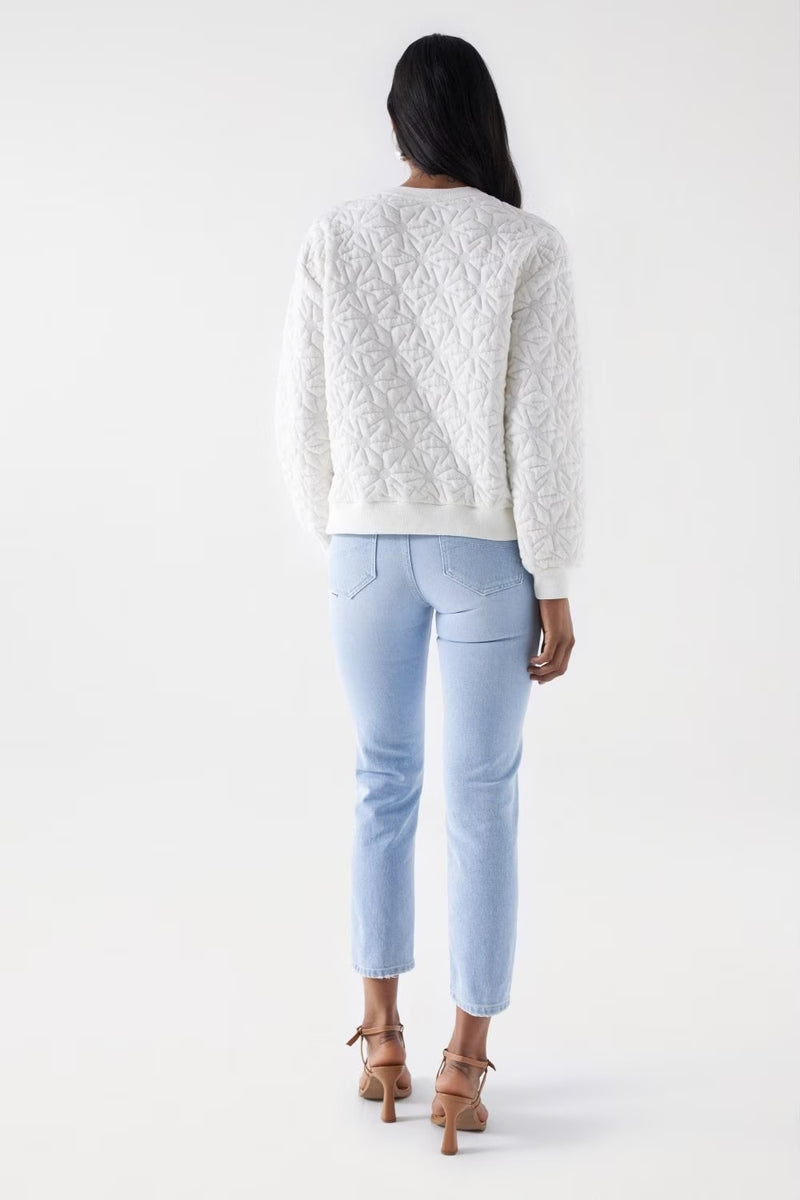 Glitter Applique Texture Sweatshirt - White