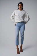 Glitter Applique Texture Sweatshirt - White