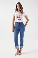 Floral Print T-Shirt - Pearl