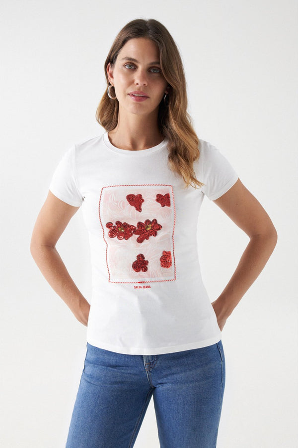 Floral Print T-Shirt - Pearl