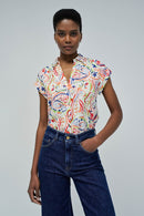 Cap Sleeve Shirt - Beige