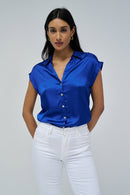 Cap Sleeve Shirt - Royal Blue
