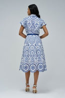 Colour Contrast Embroidered Dress - White