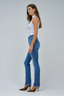 Secret Hem Detail Straight Jean - Blue