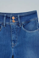 Secret Hem Detail Straight Jean - Blue