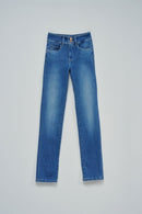 Secret Hem Detail Straight Jean - Blue