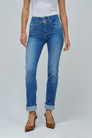 Secret Hem Detail Straight Jean - Blue