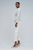 Detachable Belt Tweed Jacket - Beige