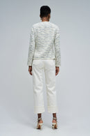 Detachable Belt Tweed Jacket - Beige