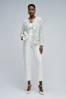 Detachable Belt Tweed Jacket - Beige