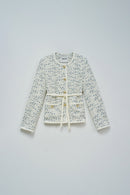 Detachable Belt Tweed Jacket - Beige