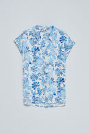 Sleeveless Print Shirt - Blue