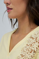 Lace Detail T-Shirt - Yellow