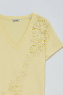 Lace Detail T-Shirt - Yellow