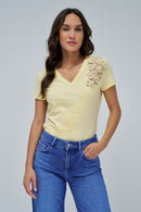 Lace Detail T-Shirt - Yellow
