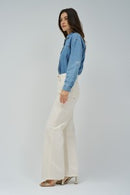 Wide Leg Jeans - Beige