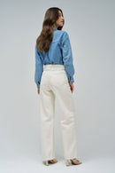 Wide Leg Jeans - Beige