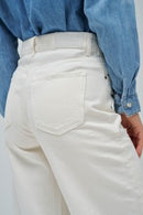 Wide Leg Jeans - Beige
