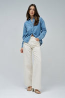 Wide Leg Jeans - Beige